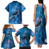 Paikea New Zealand Matariki Family Matching Tank Maxi Dress and Hawaiian Shirt Humpback Whale Taniko Motifs Ocean Vibes