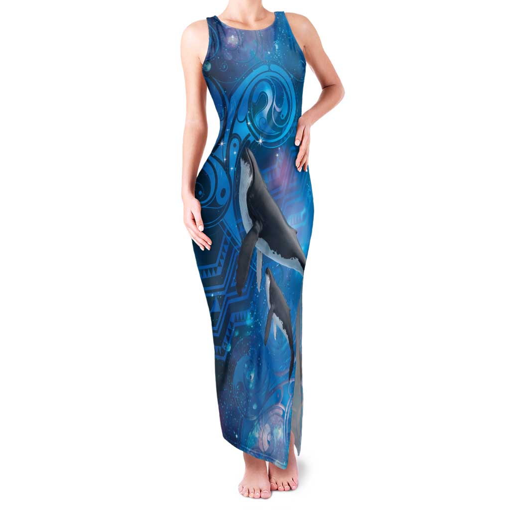Paikea New Zealand Matariki Family Matching Tank Maxi Dress and Hawaiian Shirt Humpback Whale Taniko Motifs Ocean Vibes
