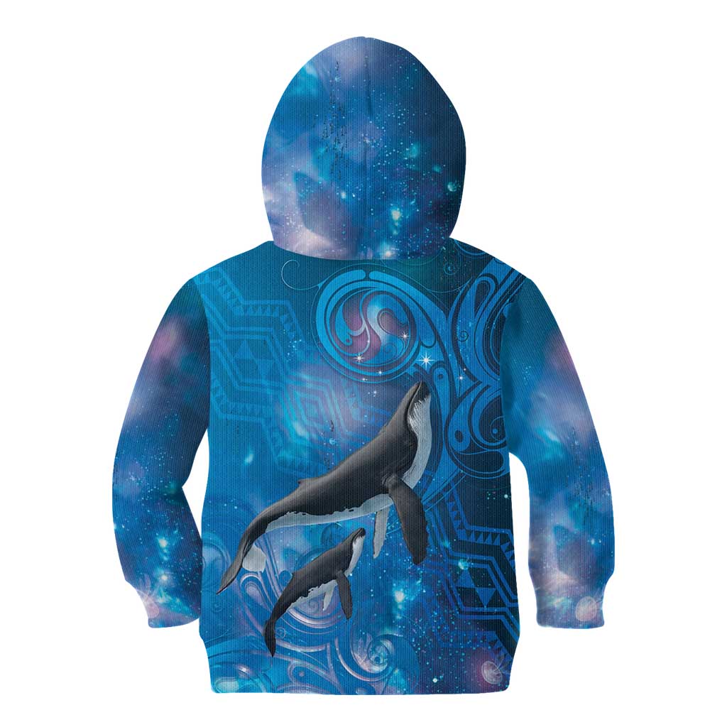 Paikea New Zealand Matariki Kid Hoodie Humpback Whale Taniko Motifs Ocean Vibes