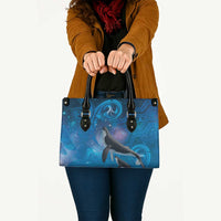 Paikea New Zealand Matariki Leather Bag Humpback Whale Taniko Motifs Ocean Vibes LT14 - Polynesian Pride