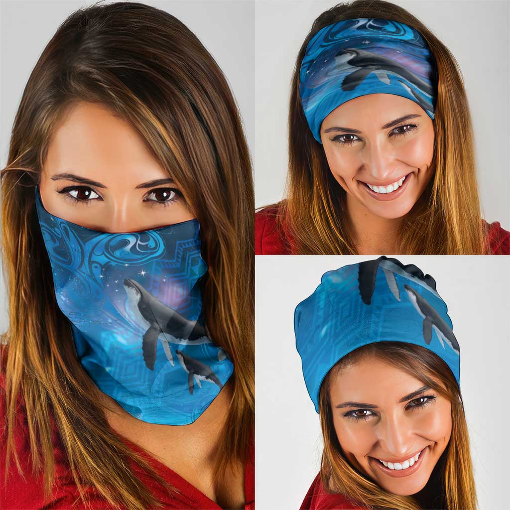 Paikea New Zealand Matariki Neck Gaiter Humpback Whale Taniko Motifs Ocean Vibes LT14 - Polynesian Pride