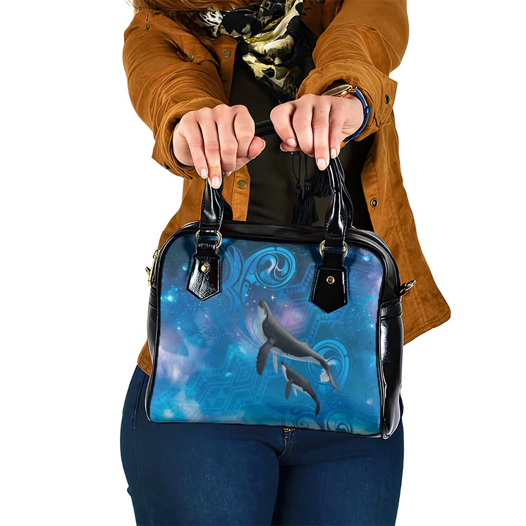Paikea New Zealand Matariki Shoulder Handbag Humpback Whale Taniko Motifs Ocean Vibes LT14 One Size Blue - Polynesian Pride
