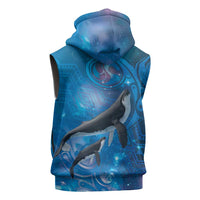 Paikea New Zealand Matariki Sleeveless Zip Hoodie Humpback Whale Taniko Motifs Ocean Vibes