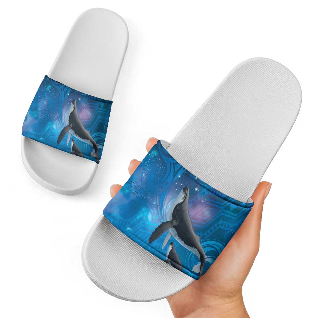 Paikea New Zealand Matariki Slide Sandals Humpback Whale Taniko Motifs Ocean Vibes LT14 - Polynesian Pride