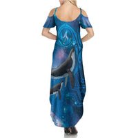 Paikea New Zealand Matariki Summer Maxi Dress Humpback Whale Taniko Motifs Ocean Vibes