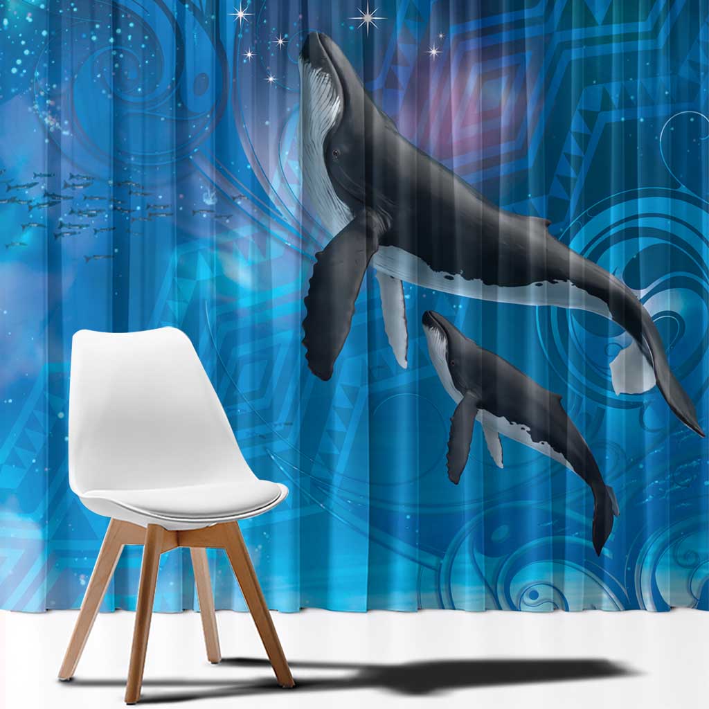 Paikea New Zealand Matariki Window Curtain Humpback Whale Taniko Motifs Ocean Vibes LT14 - Polynesian Pride