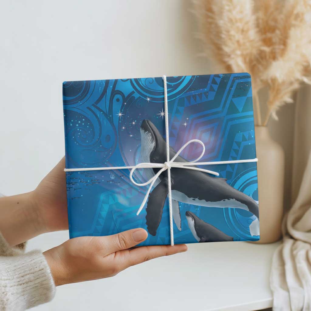 Paikea New Zealand Matariki Wrapping Paper Humpback Whale Taniko Motifs Ocean Vibes LT14 - Polynesian Pride