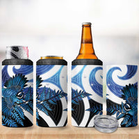 Piwakawaka New Zealand Matariki 4 in 1 Can Cooler Tumbler Maori New Year Silver Fern Blue Galaxy