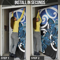 Piwakawaka New Zealand Matariki Door Cover Maori New Year Silver Fern Blue Galaxy