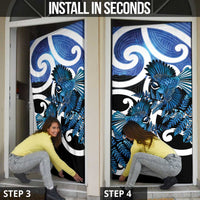 Piwakawaka New Zealand Matariki Door Cover Maori New Year Silver Fern Blue Galaxy