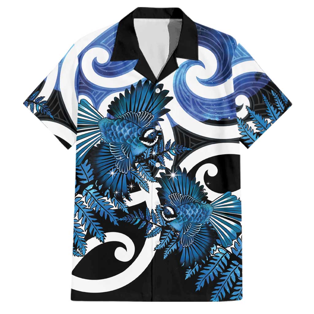 Piwakawaka New Zealand Matariki Family Matching Mermaid Dress and Hawaiian Shirt Maori New Year Silver Fern Blue Galaxy