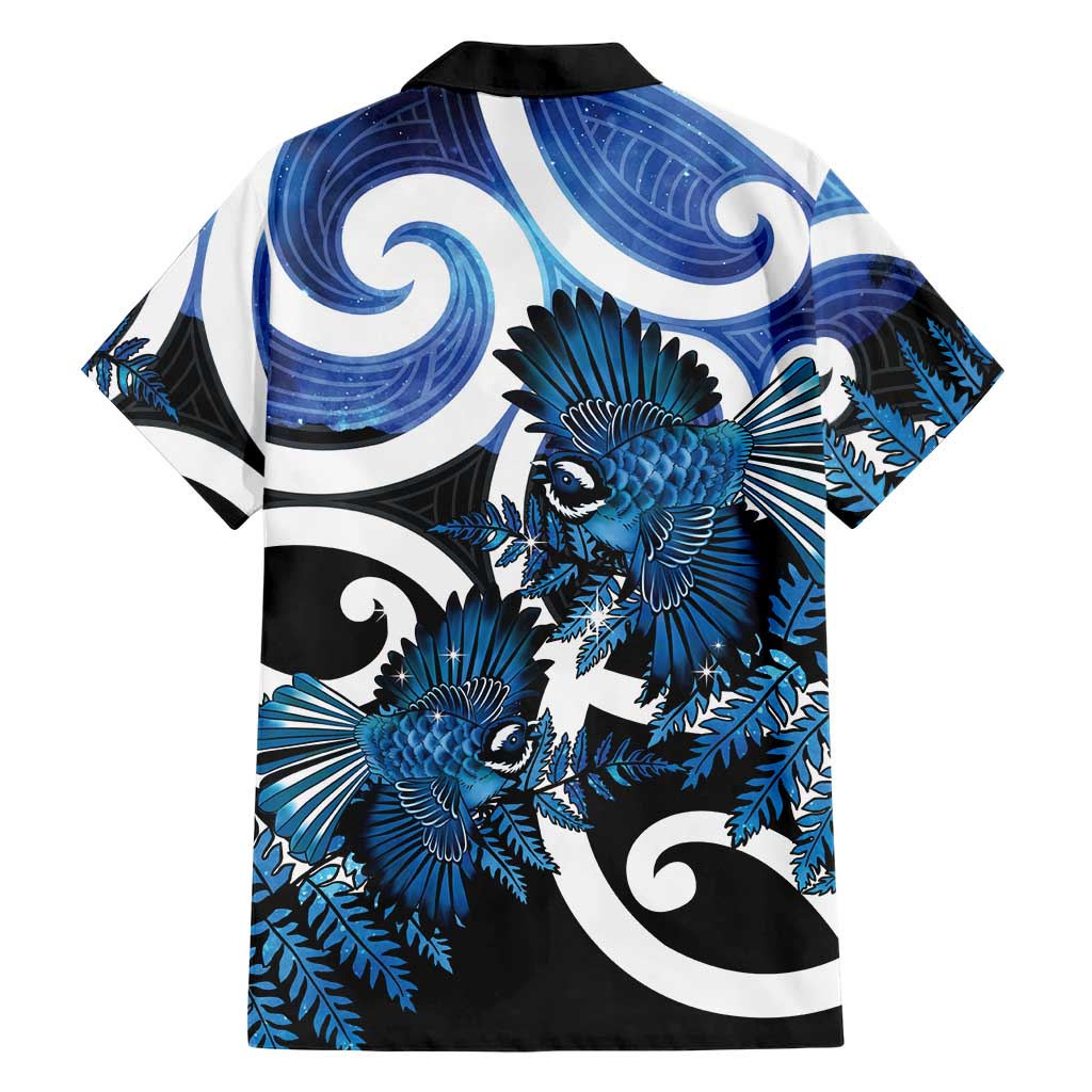 Piwakawaka New Zealand Matariki Family Matching Summer Maxi Dress and Hawaiian Shirt Maori New Year Silver Fern Blue Galaxy