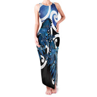 Piwakawaka New Zealand Matariki Family Matching Tank Maxi Dress and Hawaiian Shirt Maori New Year Silver Fern Blue Galaxy