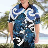 Piwakawaka New Zealand Matariki Hawaiian Shirt Maori New Year Silver Fern Blue Galaxy