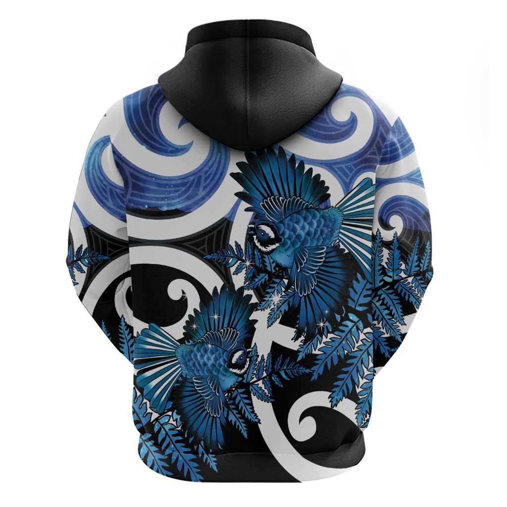 Piwakawaka New Zealand Matariki Hoodie Maori New Year Silver Fern Blue Galaxy