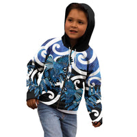 Piwakawaka New Zealand Matariki Kid Hoodie Maori New Year Silver Fern Blue Galaxy
