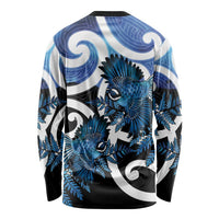 Piwakawaka New Zealand Matariki Long Sleeve Shirt Maori New Year Silver Fern Blue Galaxy