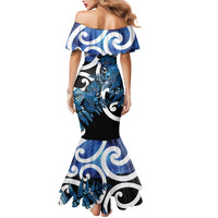 Piwakawaka New Zealand Matariki Mermaid Dress Maori New Year Silver Fern Blue Galaxy