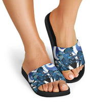 Piwakawaka New Zealand Matariki Slide Sandals Maori New Year Silver Fern Blue Galaxy