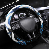 Piwakawaka New Zealand Matariki Steering Wheel Cover Maori New Year Silver Fern Blue Galaxy