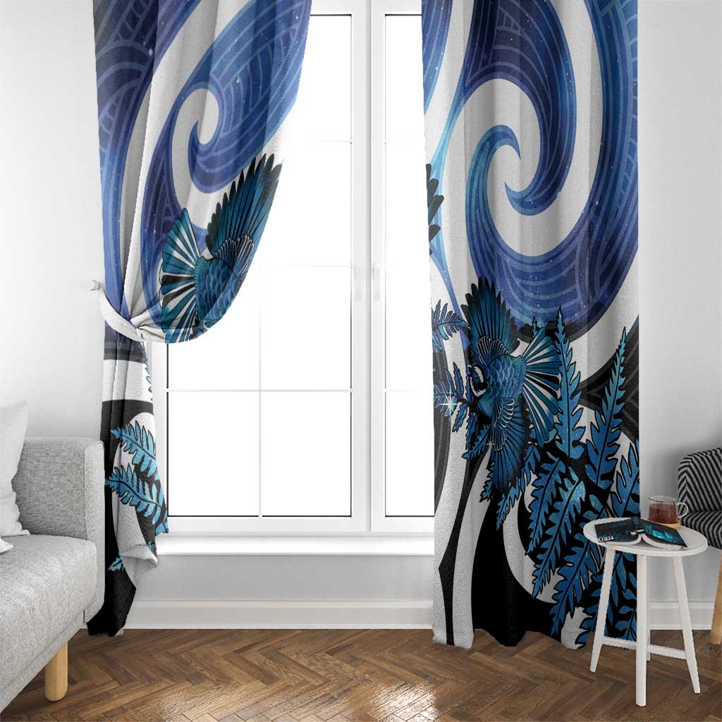 Piwakawaka New Zealand Matariki Window Curtain Maori New Year Silver Fern Blue Galaxy