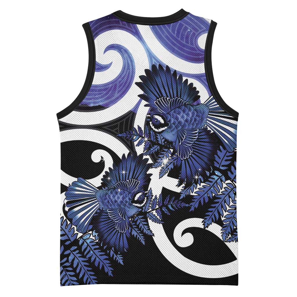 Piwakawaka New Zealand Matariki Basketball Jersey Maori New Year Silver Fern Purple Galaxy