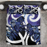 Piwakawaka New Zealand Matariki Bedding Set Maori New Year Silver Fern Purple Galaxy