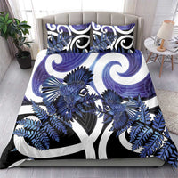 Piwakawaka New Zealand Matariki Bedding Set Maori New Year Silver Fern Purple Galaxy