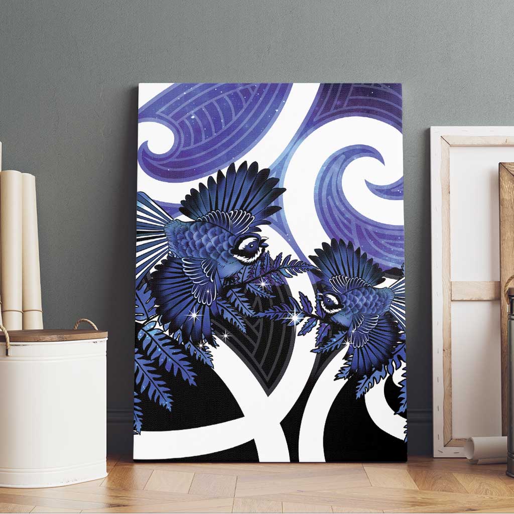 Piwakawaka New Zealand Matariki Canvas Wall Art Maori New Year Silver Fern Purple Galaxy