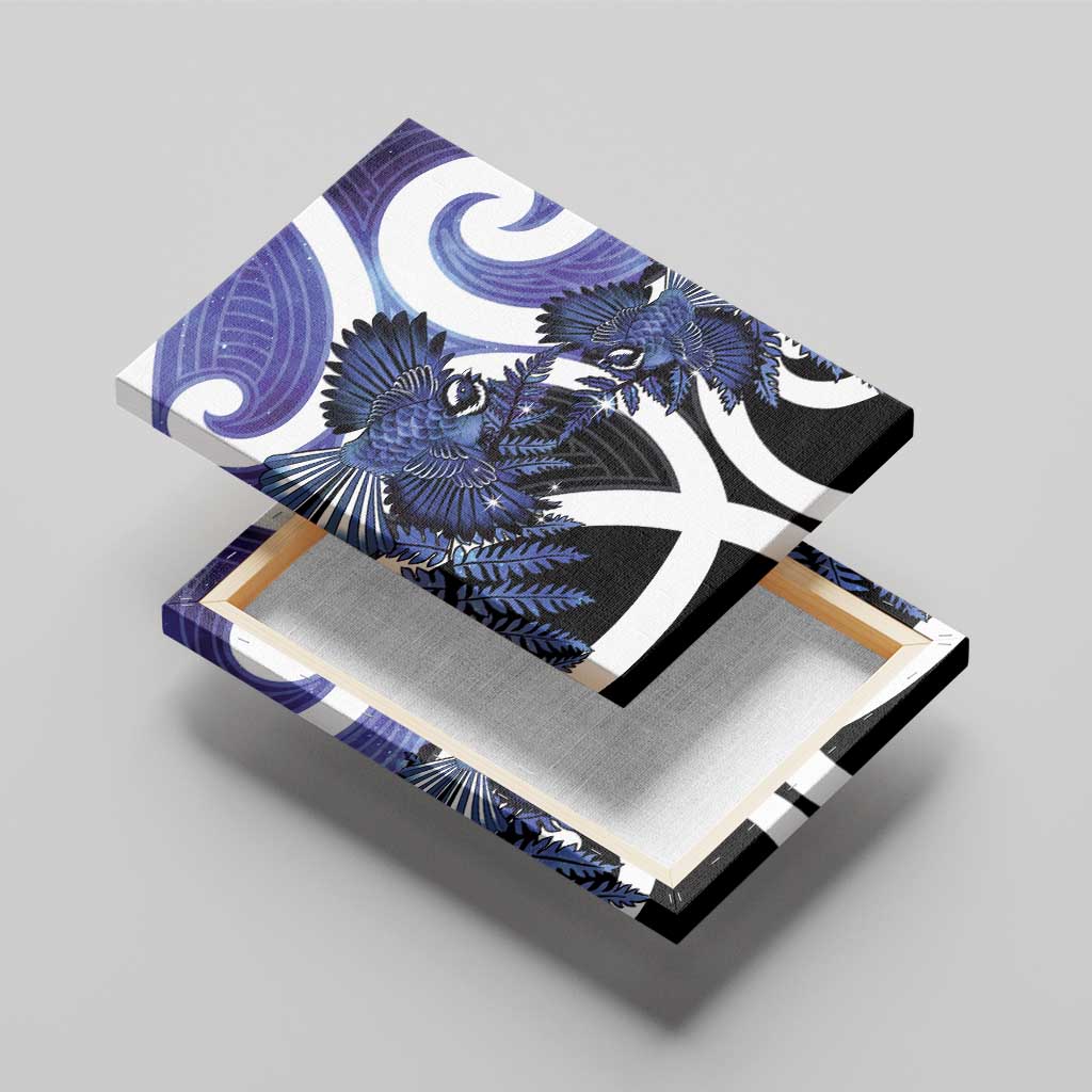 Piwakawaka New Zealand Matariki Canvas Wall Art Maori New Year Silver Fern Purple Galaxy