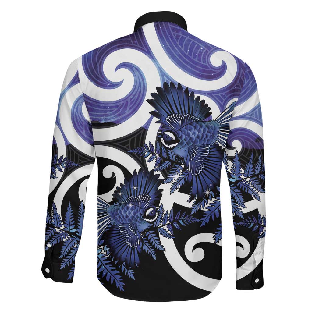 Piwakawaka New Zealand Matariki Family Matching Mermaid Dress and Hawaiian Shirt Maori New Year Silver Fern Purple Galaxy