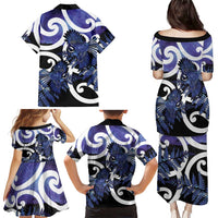 Piwakawaka New Zealand Matariki Family Matching Puletasi and Hawaiian Shirt Maori New Year Silver Fern Purple Galaxy