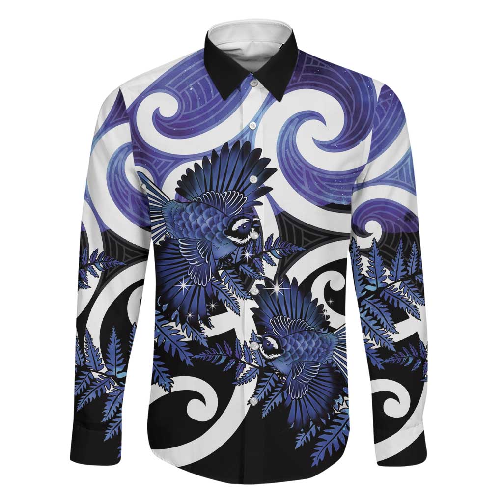 Piwakawaka New Zealand Matariki Family Matching Tank Maxi Dress and Hawaiian Shirt Maori New Year Silver Fern Purple Galaxy