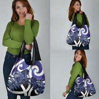 Piwakawaka New Zealand Matariki Grocery Bag Maori New Year Silver Fern Purple Galaxy