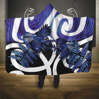Piwakawaka New Zealand Matariki Hooded Blanket Maori New Year Silver Fern Purple Galaxy