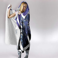 Piwakawaka New Zealand Matariki Hooded Blanket Maori New Year Silver Fern Purple Galaxy