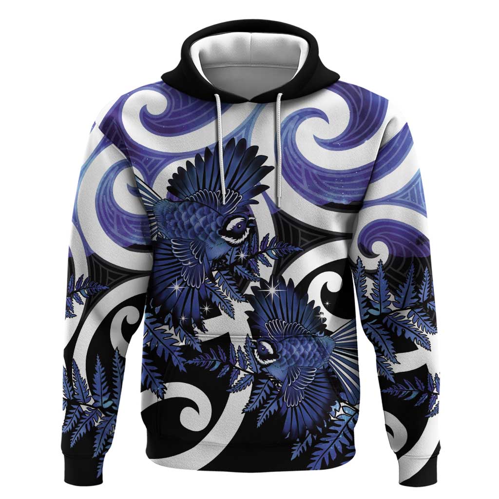 Piwakawaka New Zealand Matariki Hoodie Maori New Year Silver Fern Purple Galaxy