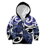 Piwakawaka New Zealand Matariki Kid Hoodie Maori New Year Silver Fern Purple Galaxy