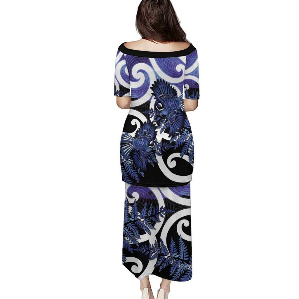 Piwakawaka New Zealand Matariki Puletasi Maori New Year Silver Fern Purple Galaxy