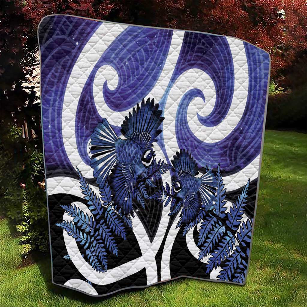 Piwakawaka New Zealand Matariki Quilt Maori New Year Silver Fern Purple Galaxy