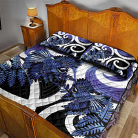 Piwakawaka New Zealand Matariki Quilt Bed Set Maori New Year Silver Fern Purple Galaxy
