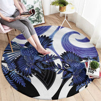 Piwakawaka New Zealand Matariki Round Carpet Maori New Year Silver Fern Purple Galaxy