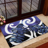 Piwakawaka New Zealand Matariki Rubber Doormat Maori New Year Silver Fern Purple Galaxy