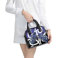 Piwakawaka New Zealand Matariki Shoulder Handbag Maori New Year Silver Fern Purple Galaxy