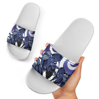 Piwakawaka New Zealand Matariki Slide Sandals Maori New Year Silver Fern Purple Galaxy