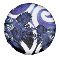 Piwakawaka New Zealand Matariki Spare Tire Cover Maori New Year Silver Fern Purple Galaxy
