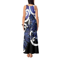 Piwakawaka New Zealand Matariki Tank Maxi Dress Maori New Year Silver Fern Purple Galaxy