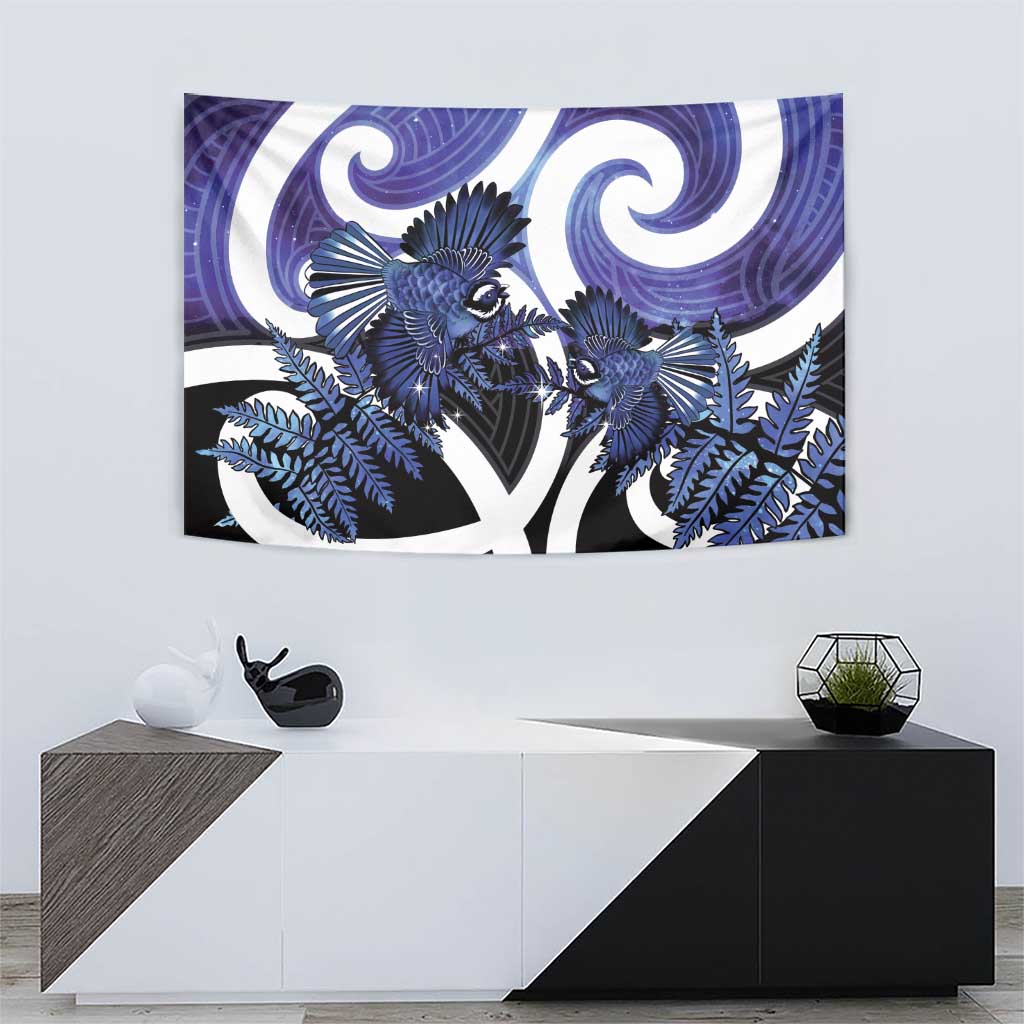 Piwakawaka New Zealand Matariki Tapestry Maori New Year Silver Fern Purple Galaxy
