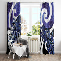 Piwakawaka New Zealand Matariki Window Curtain Maori New Year Silver Fern Purple Galaxy