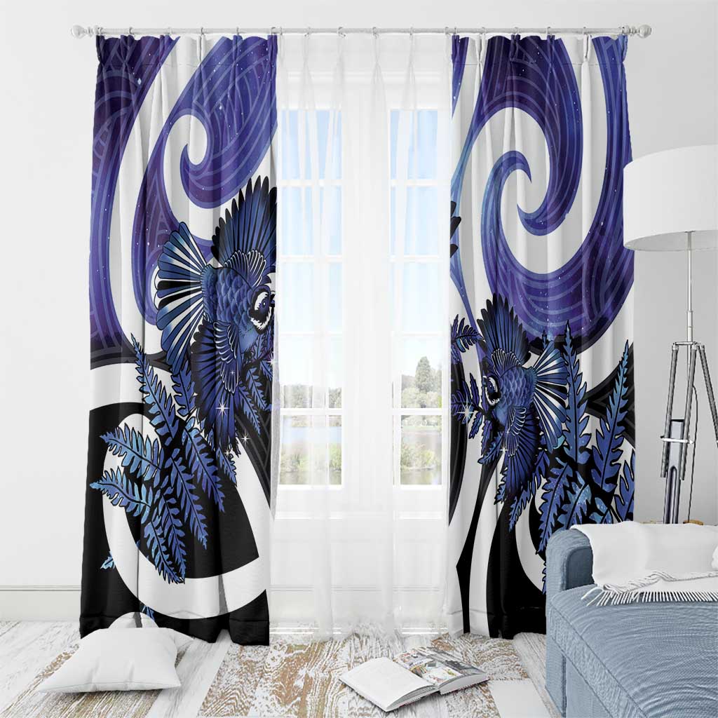 Piwakawaka New Zealand Matariki Window Curtain Maori New Year Silver Fern Purple Galaxy